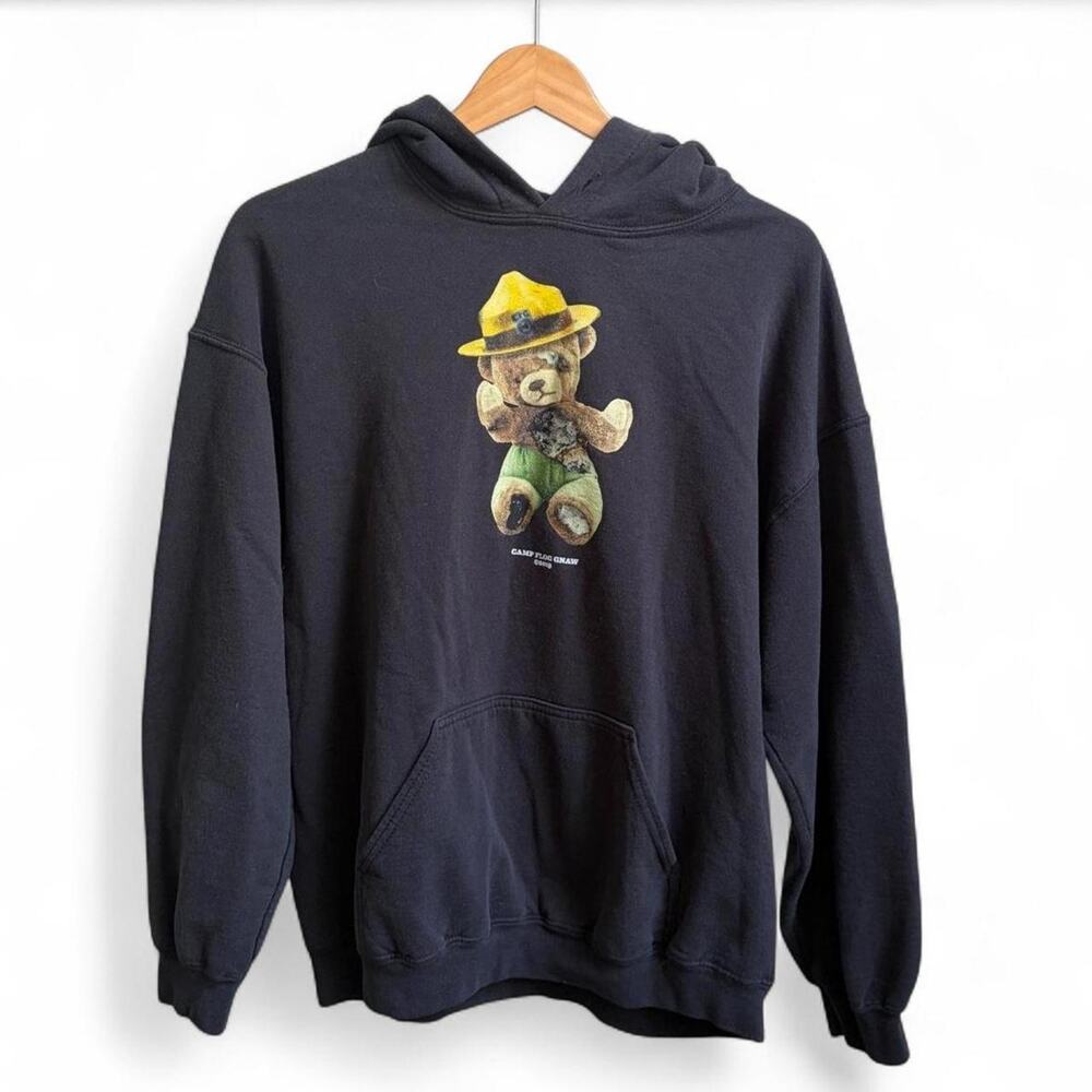 Camp Flog Gnaw Teddy Bear Hoodie Indie Music Festival Mens L Drawstring